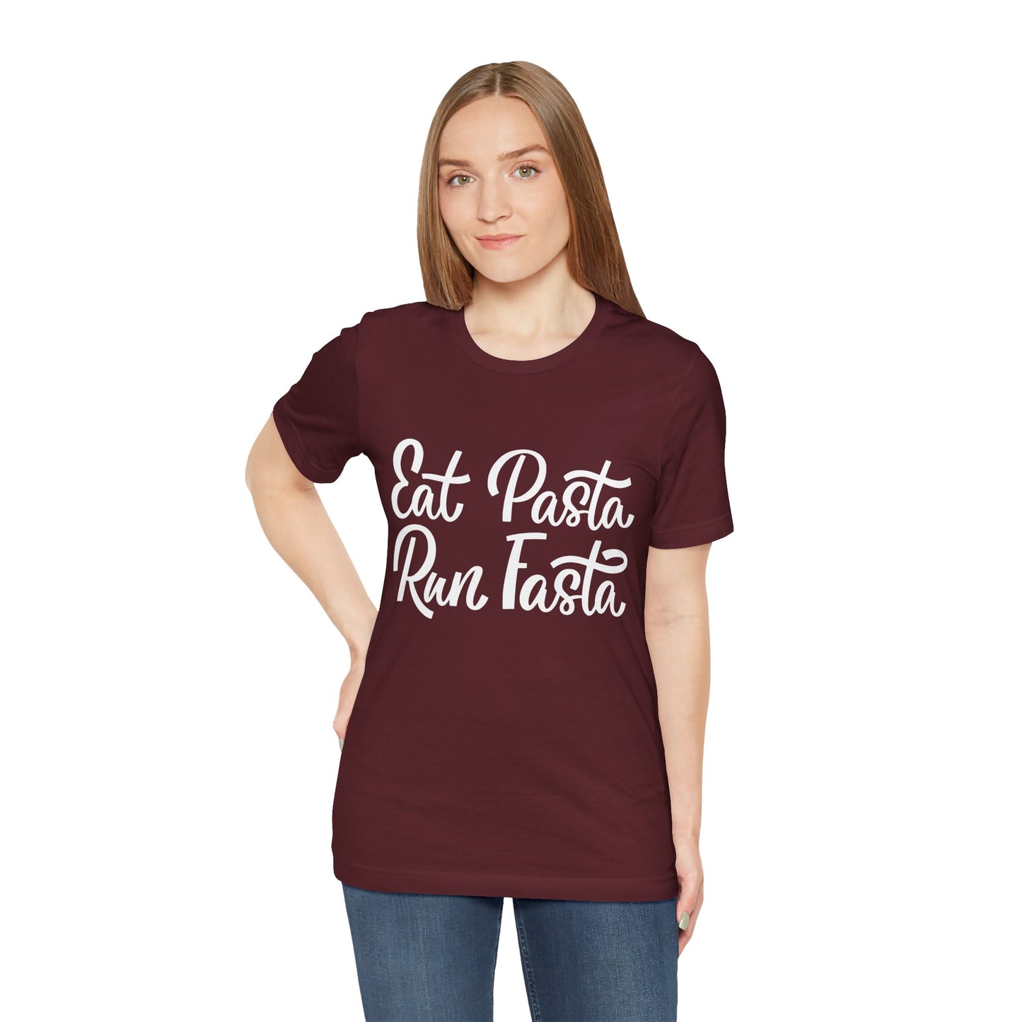 Eat Pasta, Run Fasta T-Shirt — Funny Carb-Loving Running Tee