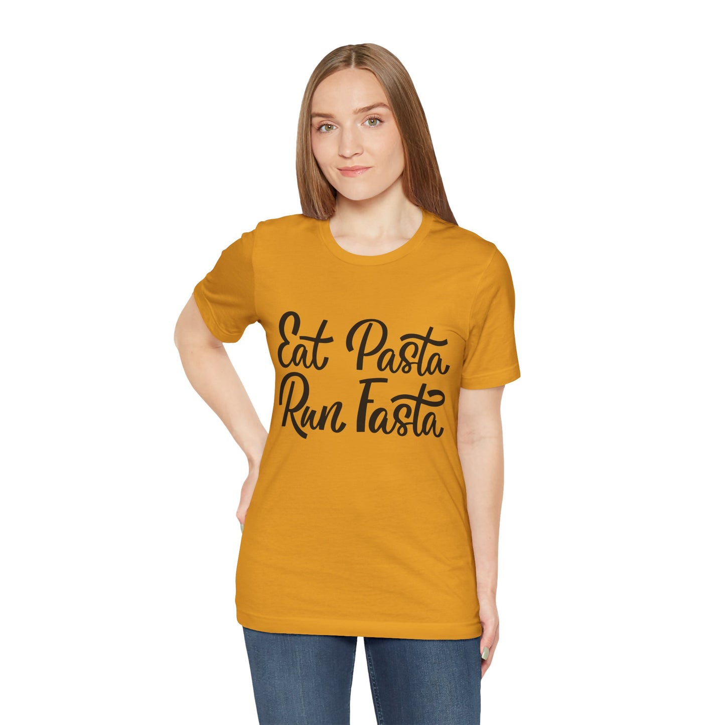 Eat Pasta, Run Fasta T-Shirt — Funny Carb-Loving Running Tee
