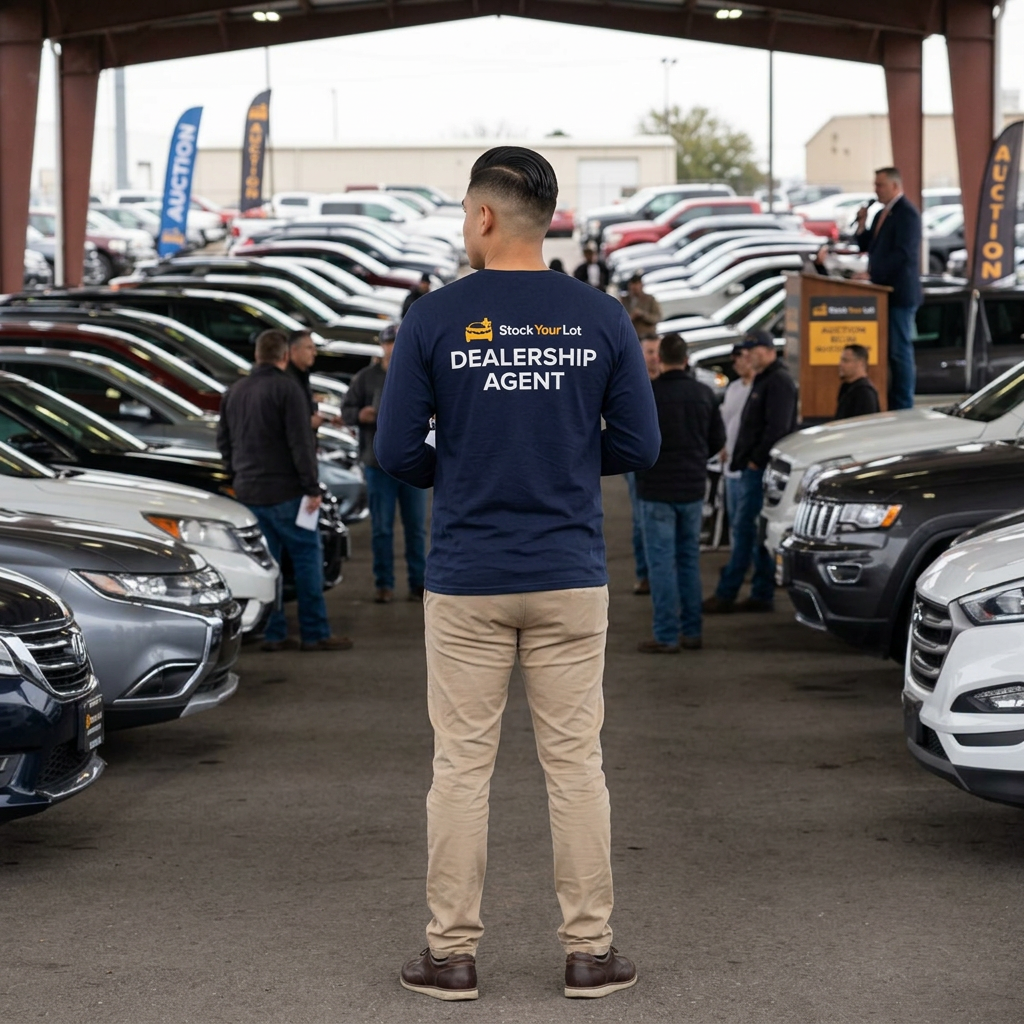 Dealership Agent Long Sleeve Tee — "Stock Your Lot" Logo