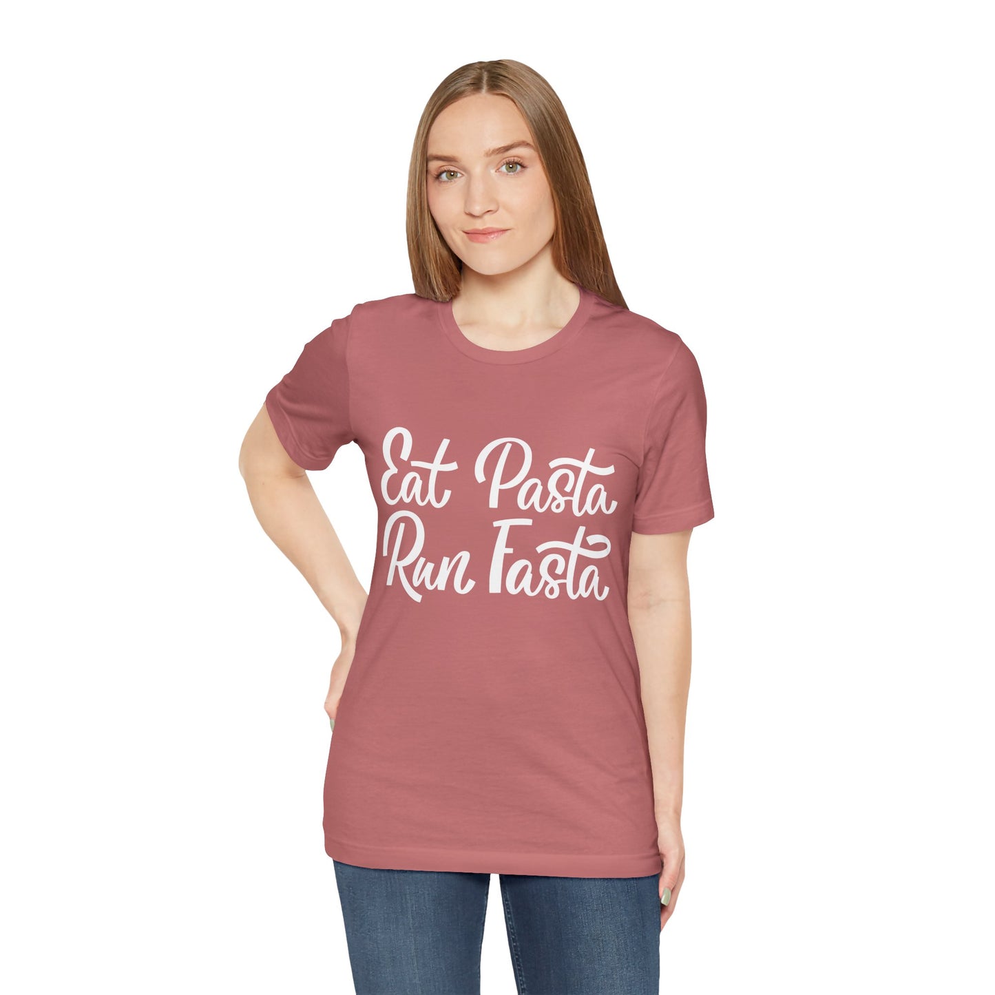 Eat Pasta, Run Fasta T-Shirt — Funny Carb-Loving Running Tee