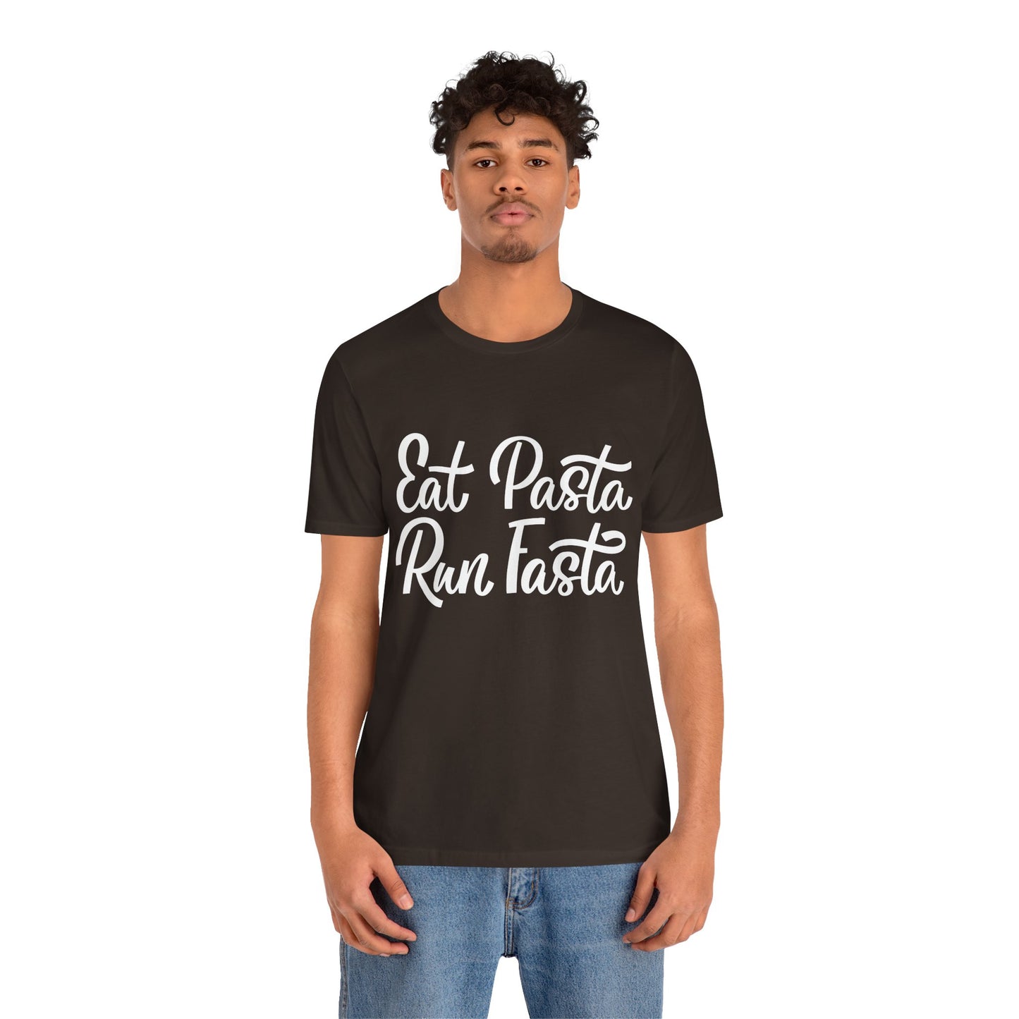 Eat Pasta, Run Fasta T-Shirt — Funny Carb-Loving Running Tee