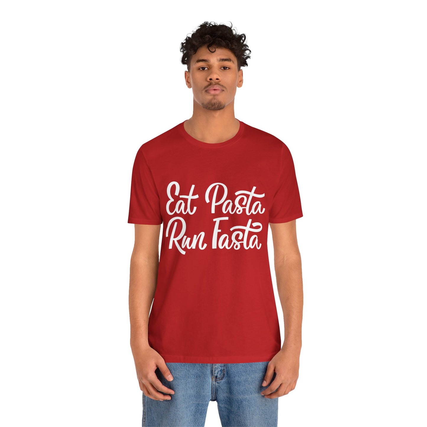 Eat Pasta, Run Fasta T-Shirt — Funny Carb-Loving Running Tee