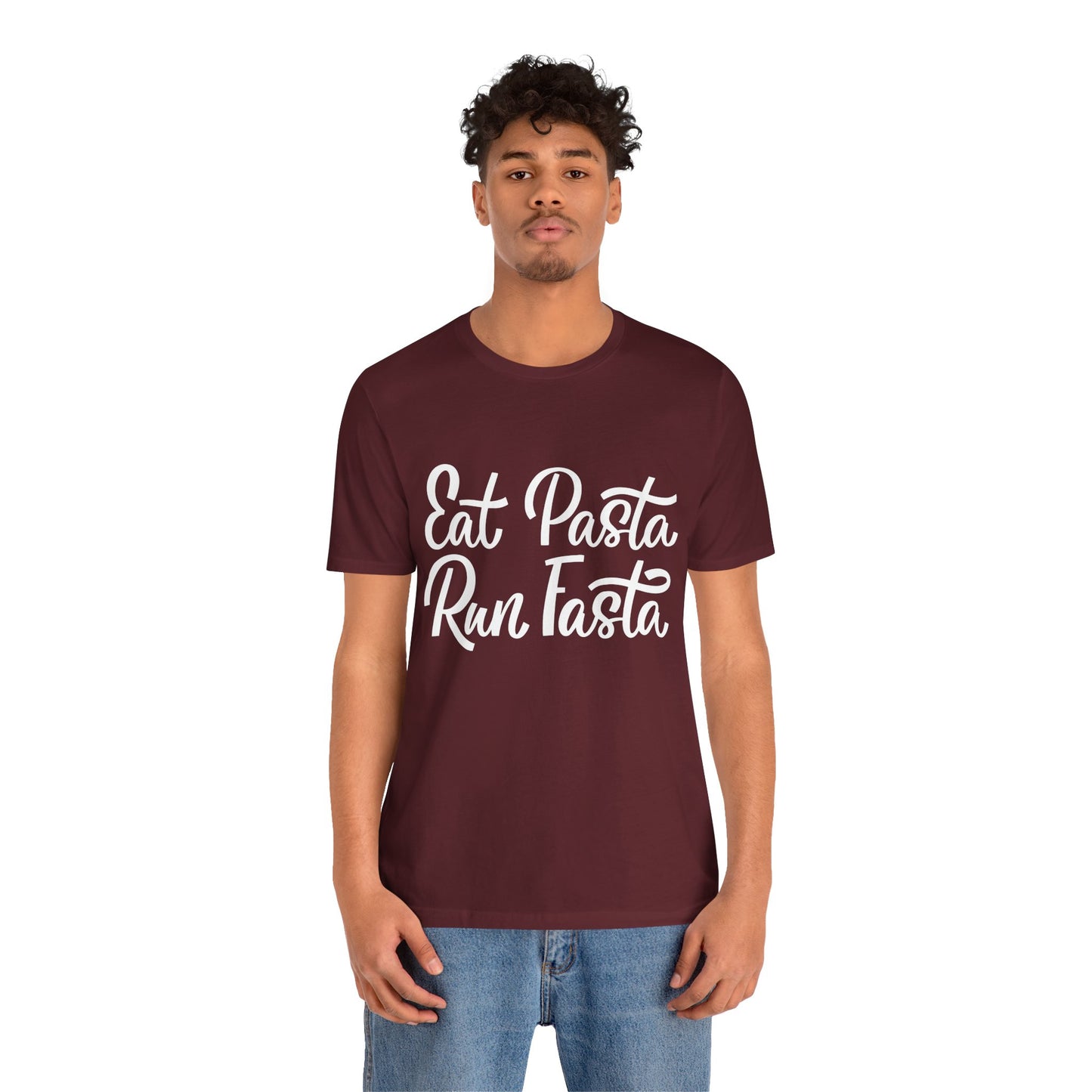 Eat Pasta, Run Fasta T-Shirt — Funny Carb-Loving Running Tee